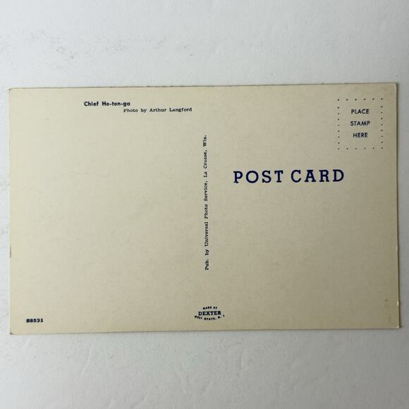 Chief Ho-ton-ga George LeMere Wisconsin Dells WI 1960 Chrome Postcard 4637 T63 - Picture 2 of 2